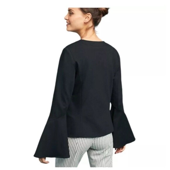 ANTHROPOLOGIE Cartonnier Bell Sleeve Blazer Medium Black NEW Modern Boho Chic - Picture 7 of 11